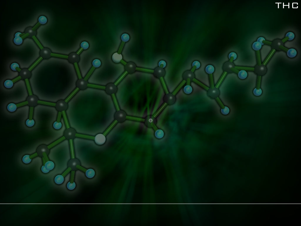 La formule de la molécule de THC, C₂₁H₃₀O₂ (© Tankbiuk)