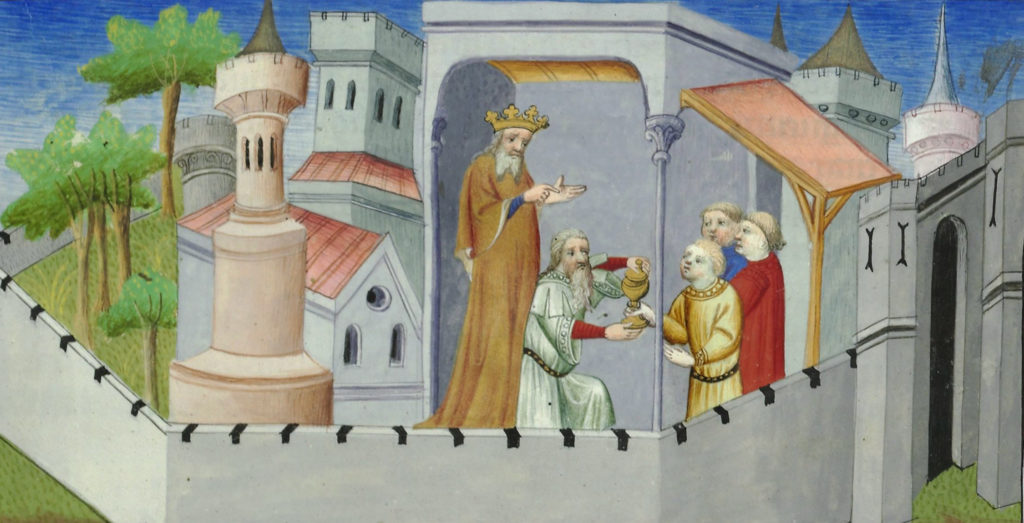 An illustration by Marco Polo, purportedly depicting the leader of the Hashishin (Assassins) (© Wikimedia Commons)