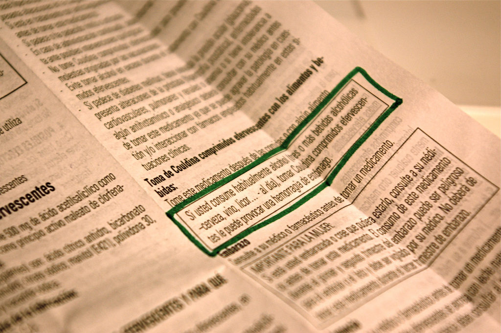 En cannabis envasado deberá incluir un prospecto médico obligatorio como el que se incluye en todos los medicamentos legales (CC. gaelx)