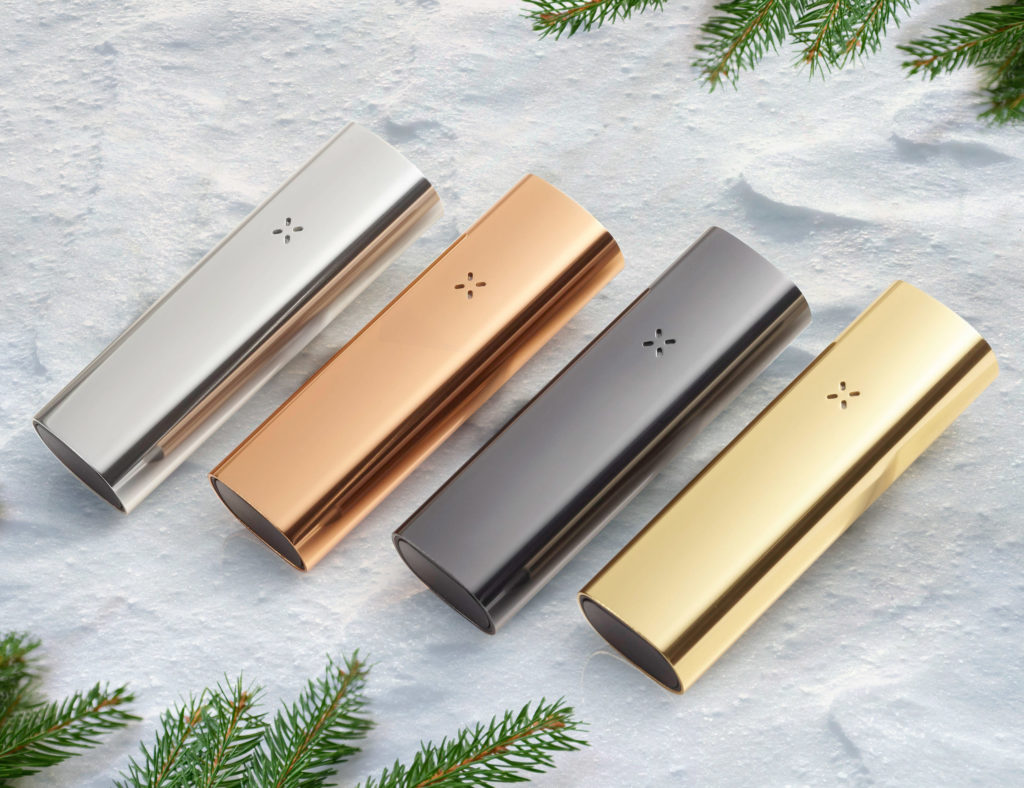 Four Pax 3 Vaporizers in silver, copper, black and gold colour