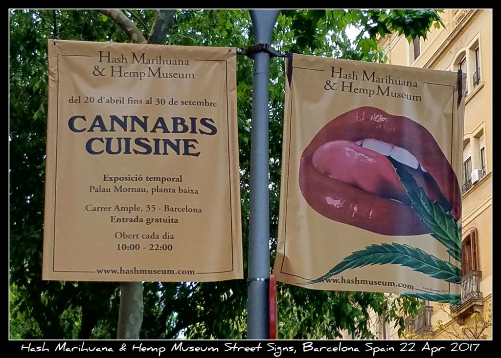 Twee posters van het Hash-Marihuana & Hemp Museum en de tentoonstelling "Cannabis Cuisine"