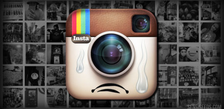 Instagram-Logo weinen und schwarze und weiße Bilder im Hintergrund