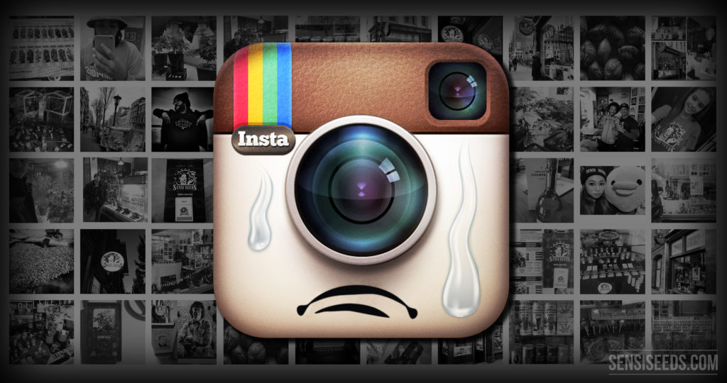 Instagram logo crying and black and white pictures in the background