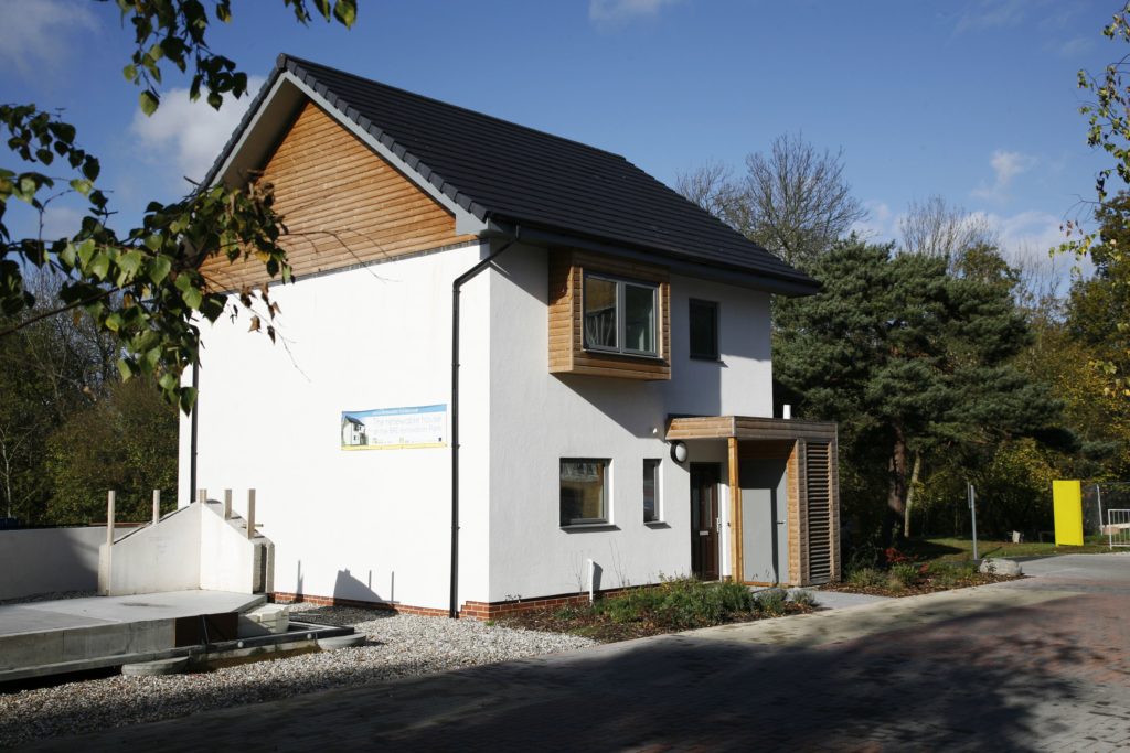 A white house built out of hemp building material