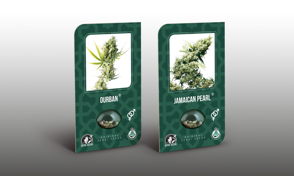 Durban and Jamaican Pearl cannabis seeds packs