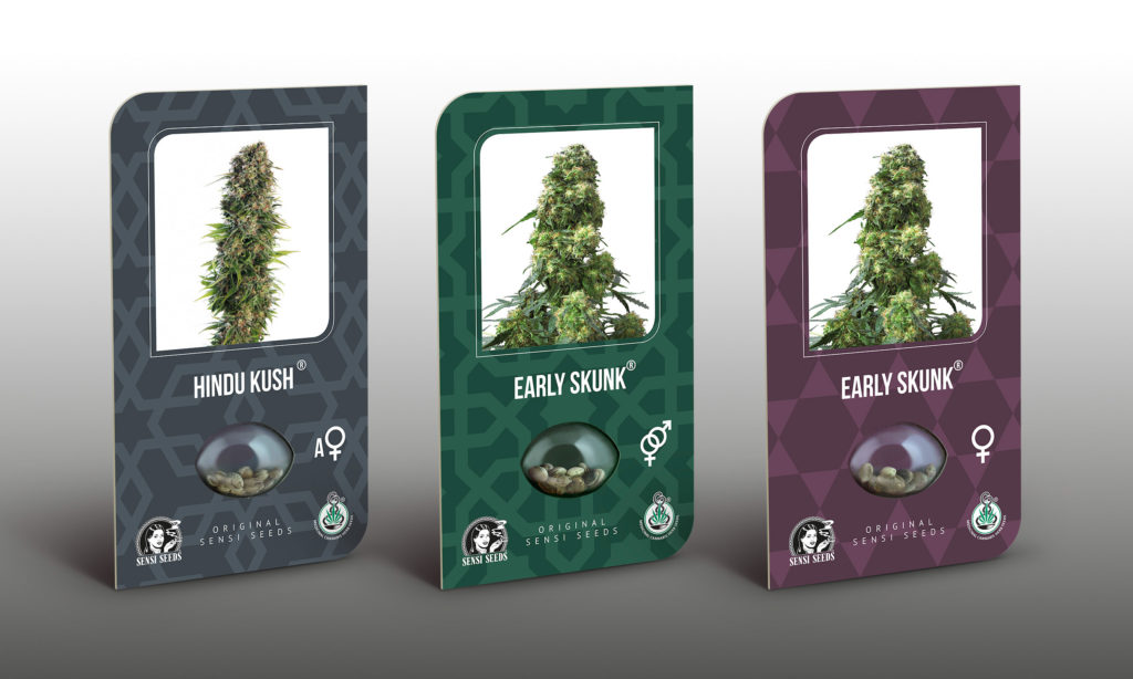 Hindu Kush, Early Skunk and Early Skunk feminized cannabis seeds packs