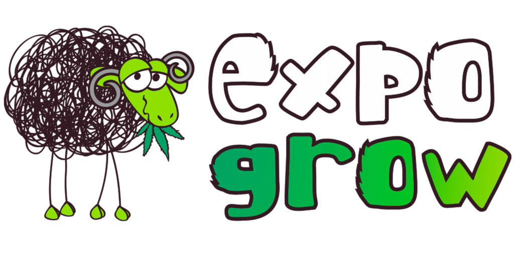 Expogrow logo with a sheep eating cannabis leaf