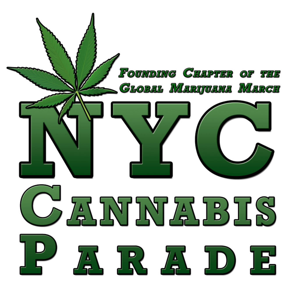 Logotipo del desfile de cannabis de Nueva York contra el fondo blanco