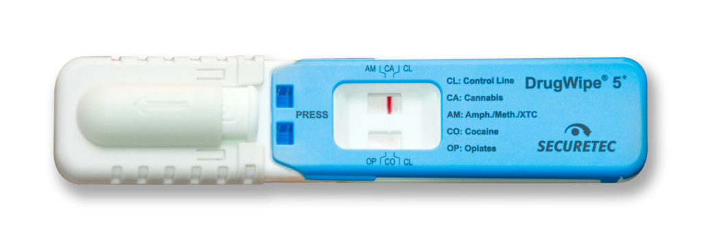 Un test de drogue bleu et blanc positif pour le cannabis