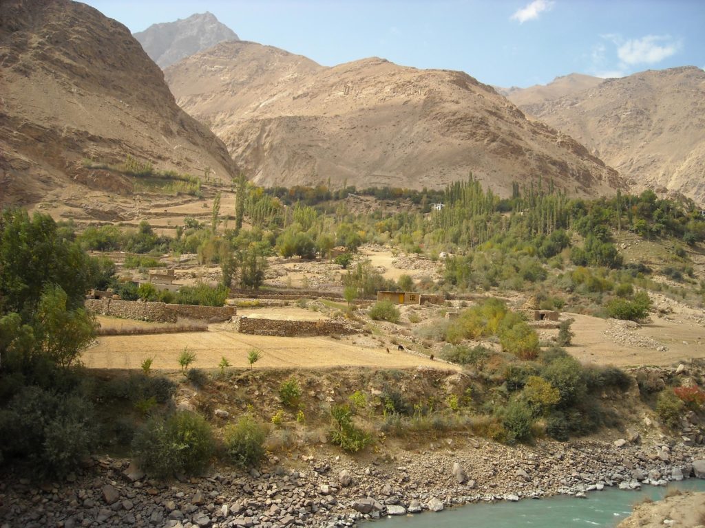 A rural mountain landscape in Tajikistan