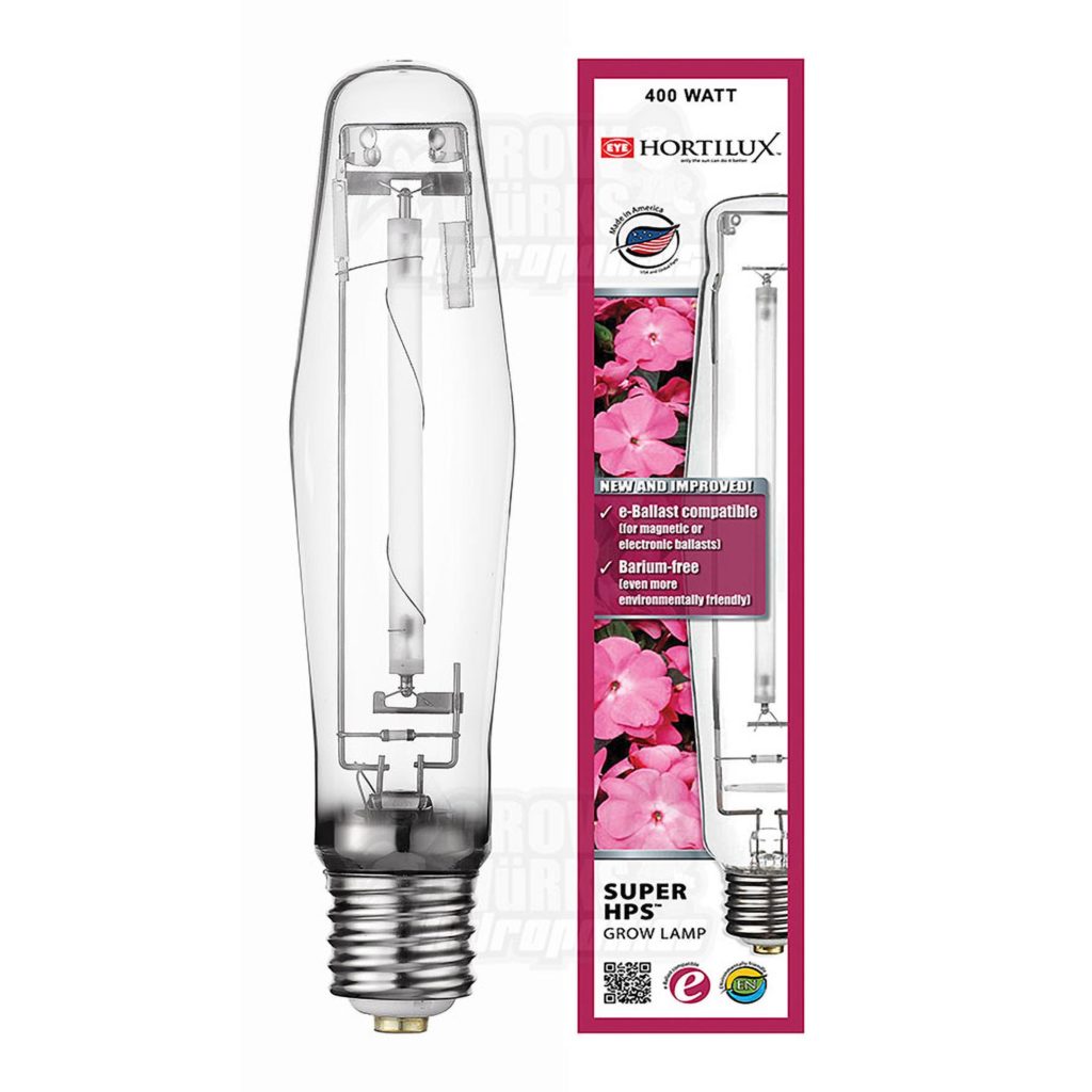 Hortilux super HPS light bulb and it’s package beside