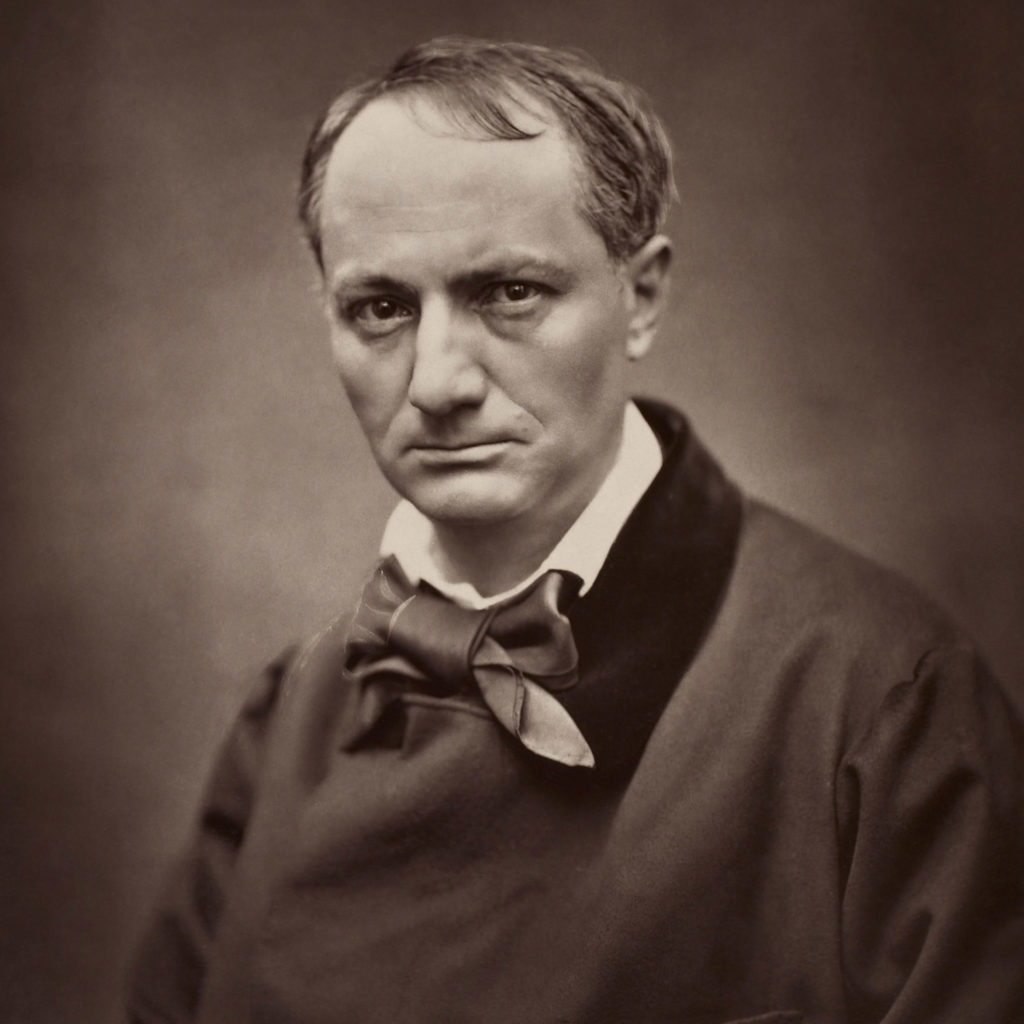 Un retrato en blanco y negro de Charles Baudelaire.