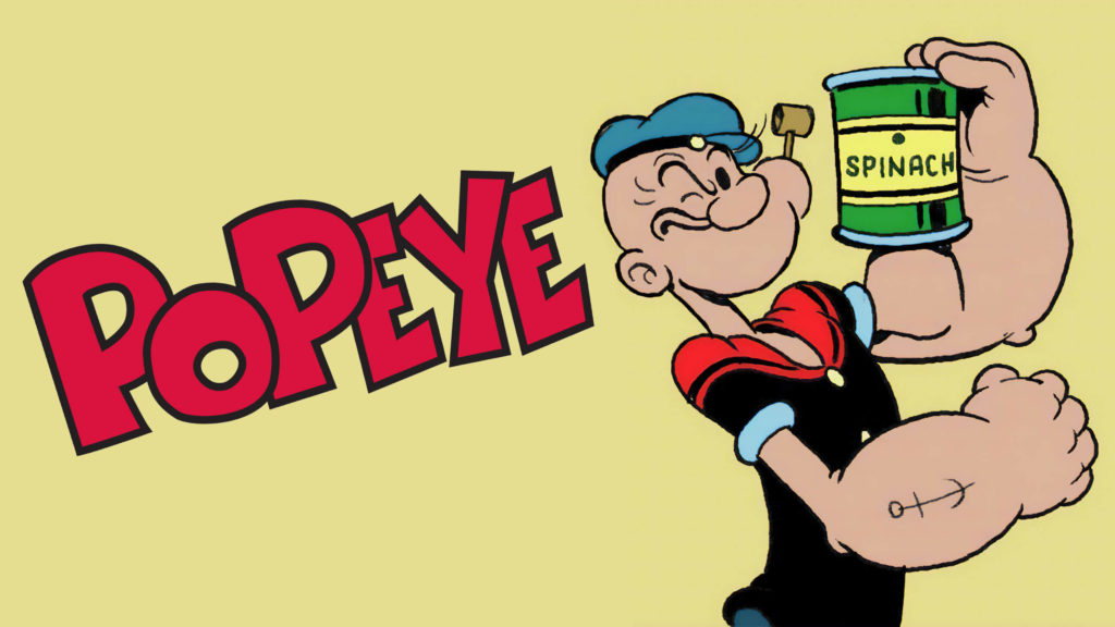 Popeye holding a can of spinach