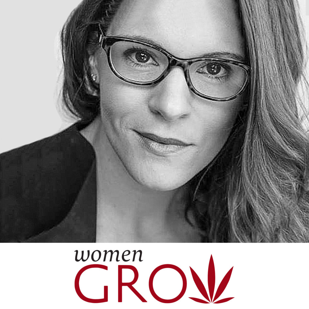 Jane West portrait and Women Grow logo