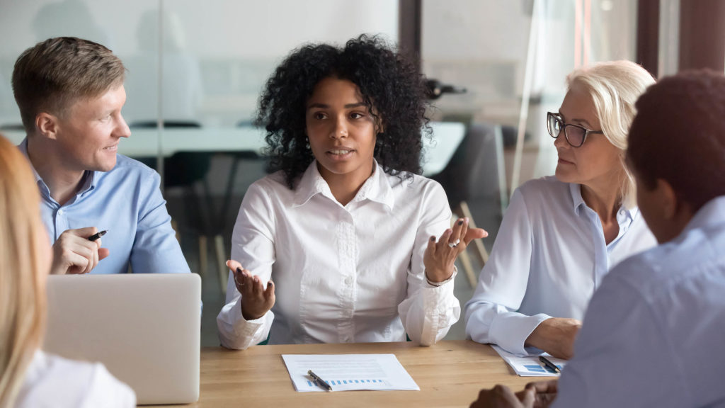 People at meeting in an office