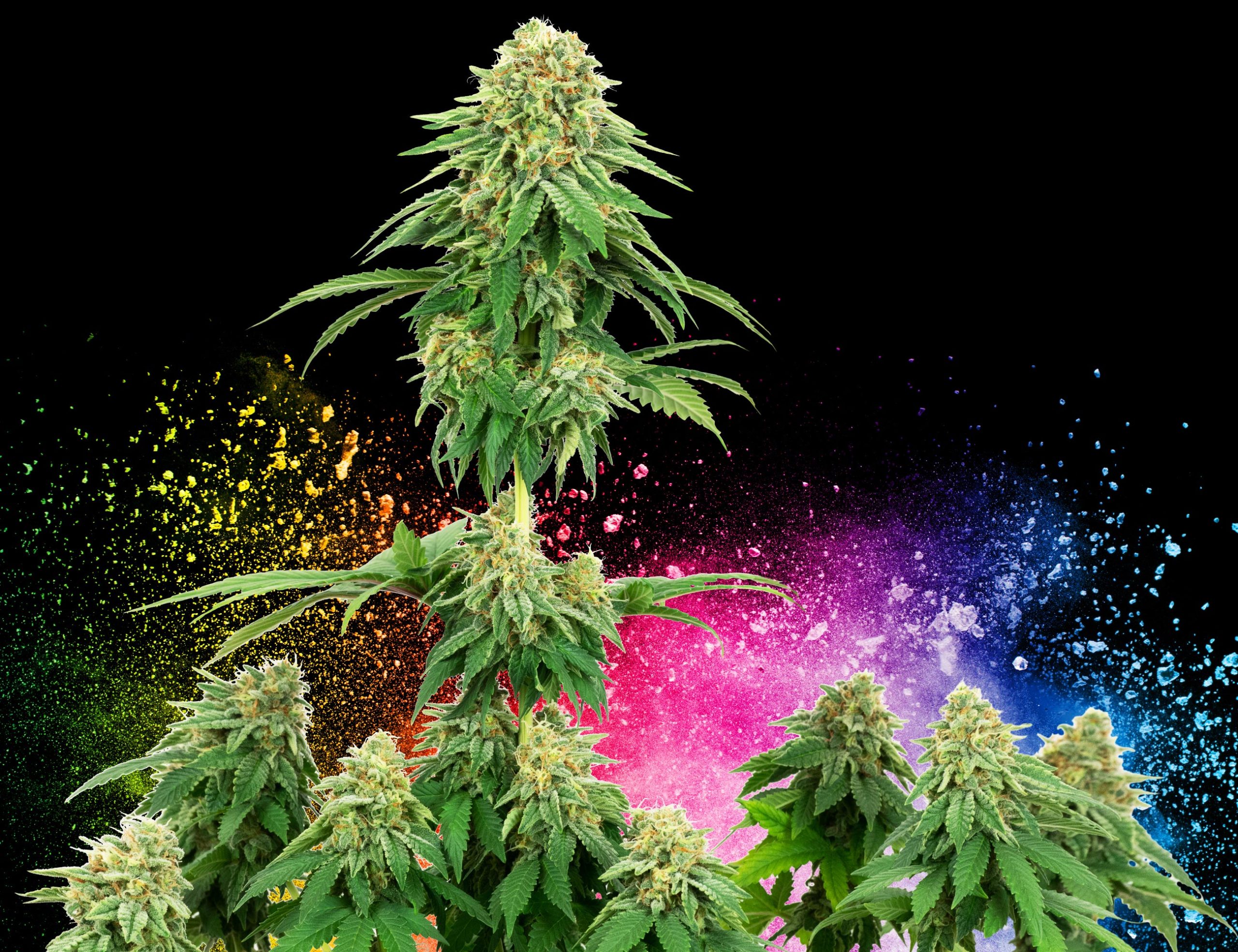 Girl Scout Cookies Cannabis Blume vor dem farbenfrohen Hintergrund