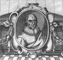 Portrait of John Taylor, in many ways a pioneer in his time, (gravure produced by Thomas Cockson for Taylor's volume of poetry published in 1630)