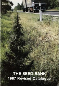 Un catálogo de Sensi Sensi de 1987 imaginando una planta de cannabis que crece en el lado de la carretera.