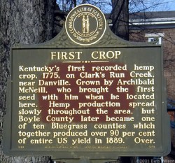 La première culture de chanvre répertoriée au Kentucky date de 1775